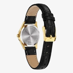 Citizen Quartz Womens Black Leather Strap Watch Eq0593-26a
