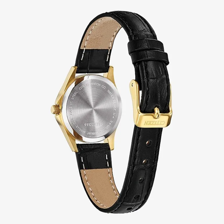 Citizen Quartz Womens Black Leather Strap Watch Eq0593-26a