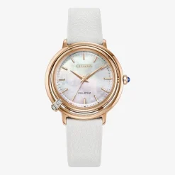 Citizen Womens Diamond Accent Gold Tone Stainless Steel Bracelet Watch Em1098-68d