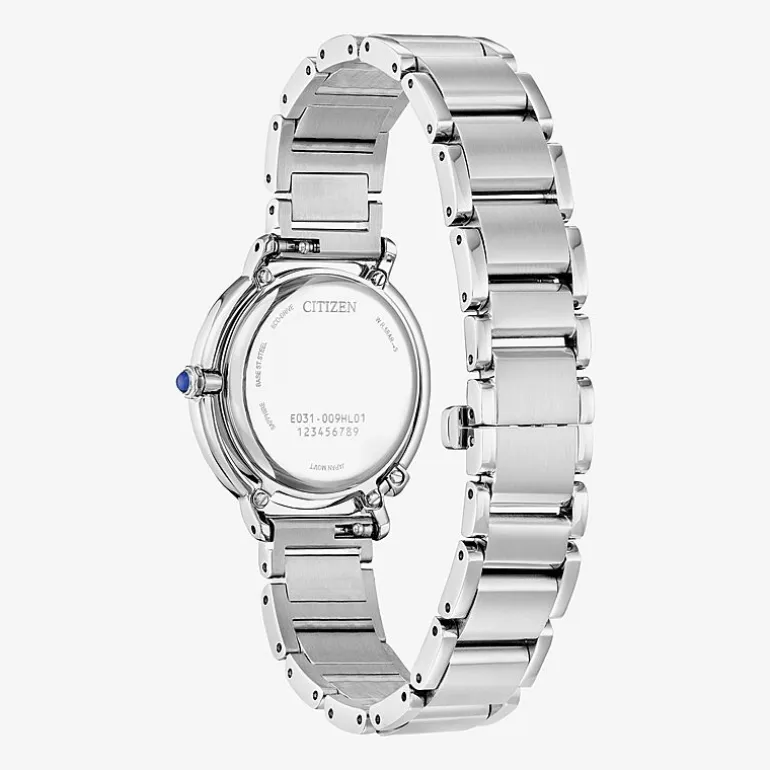 Citizen Womens Diamond Accent Silver Tone Stainless Steel Bracelet Watch Em1091-67x