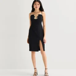 City Triangle Womens Juniors Midi Sleeveless Embellished Bodycon Dress