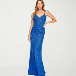 City Triangle Womens Juniors V Neck Sleeveless Spaghetti Straps Glitter Bodycon Dress