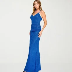 City Triangle Womens Juniors V Neck Sleeveless Spaghetti Straps Glitter Bodycon Dress