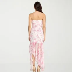 City Triangle Womens Juniors High-Low Straight Neck Sleeveless Floral Bodycon Dress