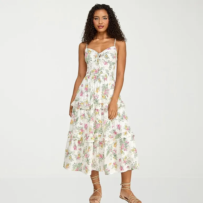 City Triangle Womens Juniors Sweetheart Neck Sleeveless Floral A-Line Dress