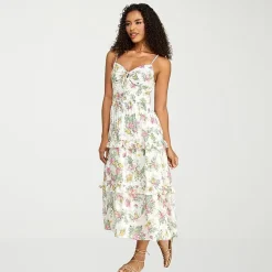 City Triangle Womens Juniors Sweetheart Neck Sleeveless Floral A-Line Dress