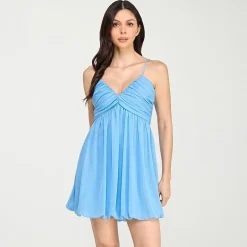 City Triangle Womens Juniors Sweetheart Neck Short Sleeve Babydoll Dress