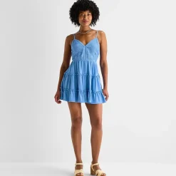 City Triangle Womens Juniors Sleeveless Fit + Flare Dress