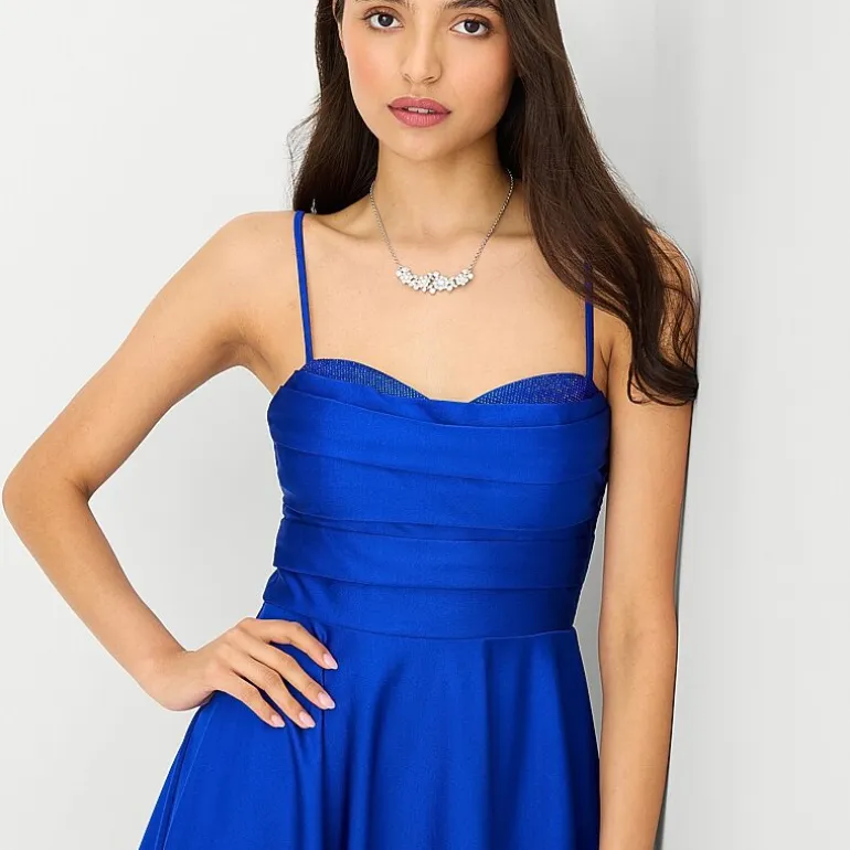 City Triangle Womens Juniors Sweetheart Neck Sleeveless Embellished Embroidered Partially Lined Fit + Flare Dress