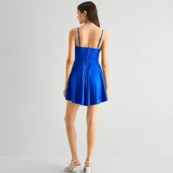 City Triangle Womens Juniors Sweetheart Neck Sleeveless Embellished Embroidered Partially Lined Fit + Flare Dress