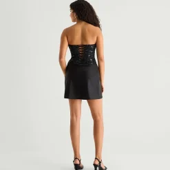 City Triangle Womens Juniors Straight Neck Sleeveless Embellished Partially Lined Fit + Flare Dress