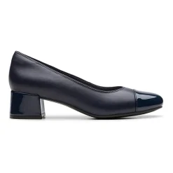 Clarks Iridessa May Womens Cap Closed Toe Block Heel Pumps