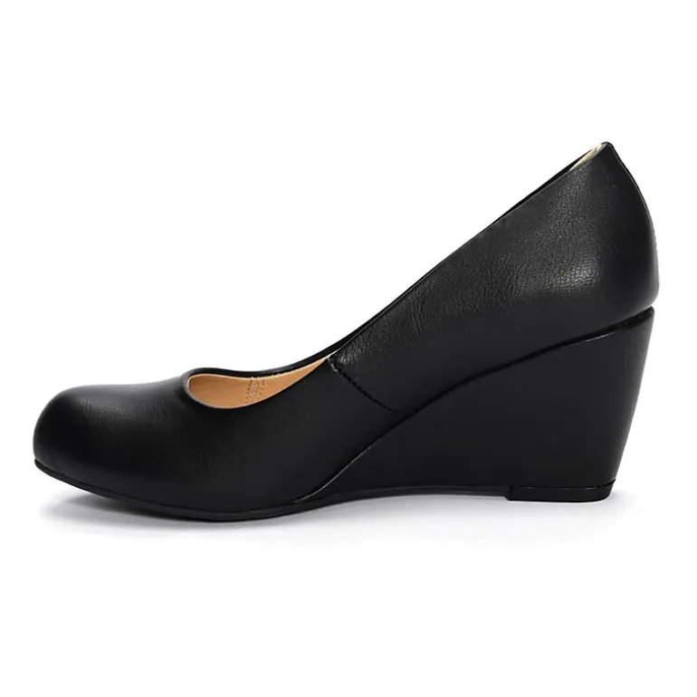 CL by Laundry Nima Womens Round Closed Toe Wedge Heel Pumps