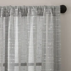 Clean Window Clean Window Textured Slub Stripe Rod Pocket Sheer Single Curtain Panel