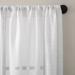 Clean Window Clean Window Textured Slub Stripe Rod Pocket Sheer Single Curtain Panel