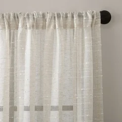 Clean Window Clean Window Textured Slub Stripe Rod Pocket Sheer Single Curtain Panel