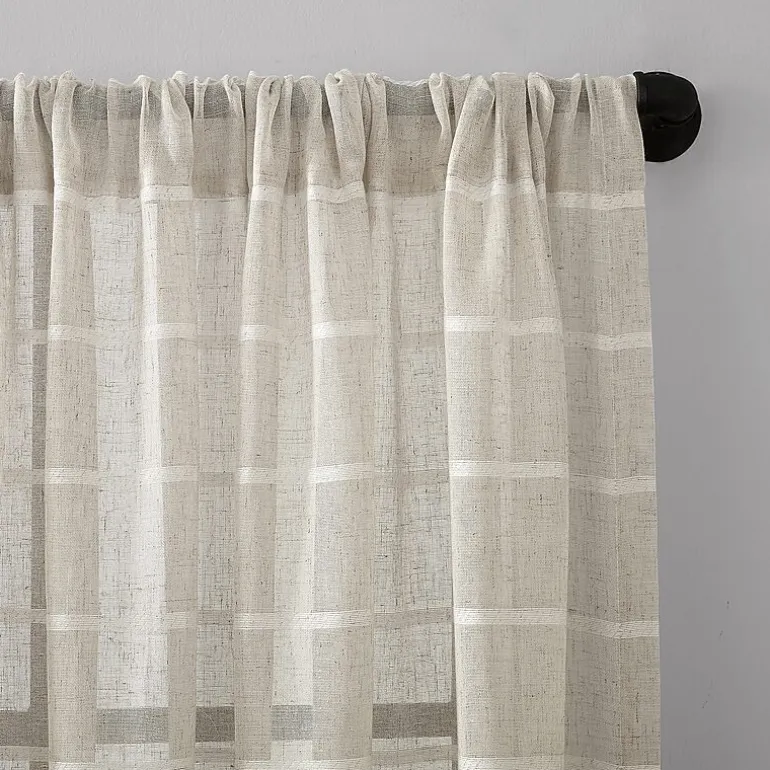 Clean Window Twill Stripe Anti-Dust Rod Pocket Sheer Single Curtain Panel