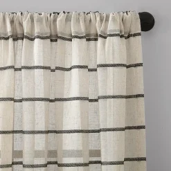 Clean Window Twill Stripe Anti-Dust Rod Pocket Sheer Single Curtain Panel