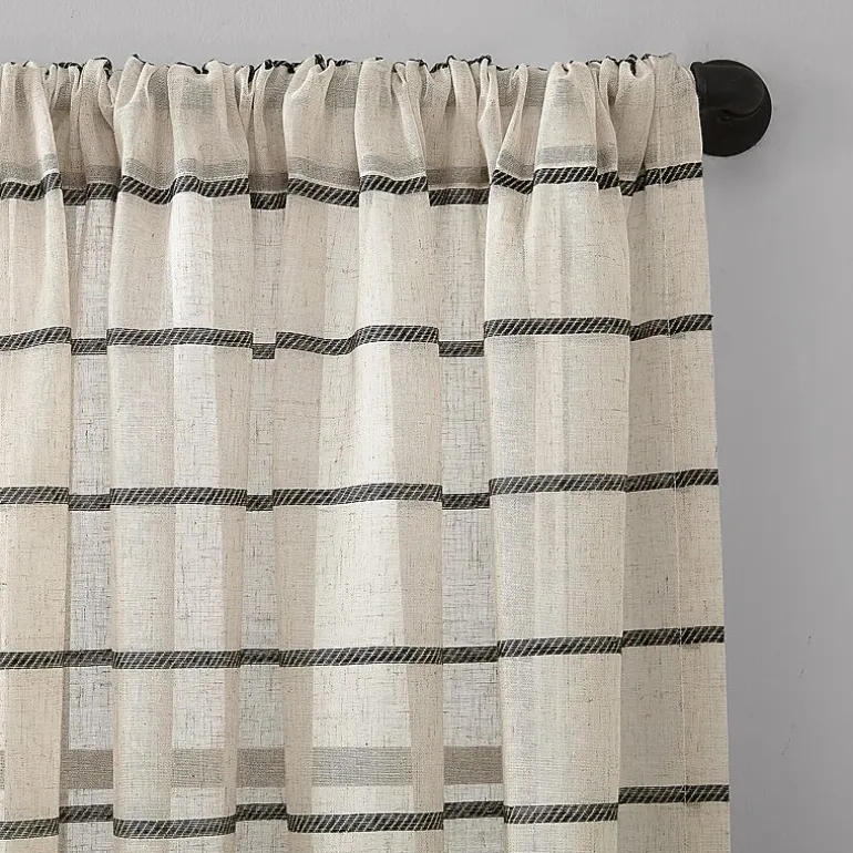 Clean Window Twill Stripe Anti-Dust Rod Pocket Sheer Single Curtain Panel