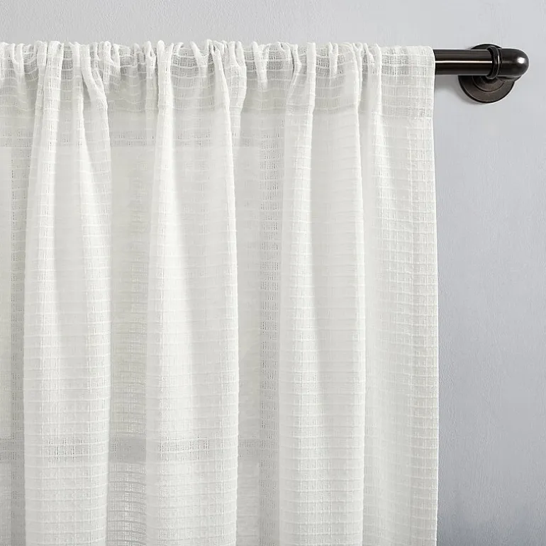 Clean Window Waffle Texture Anti-Dust Rod Pocket Light-Filtering Single Curtain Panel
