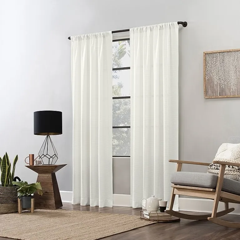 Clean Window Waffle Texture Anti-Dust Rod Pocket Light-Filtering Single Curtain Panel