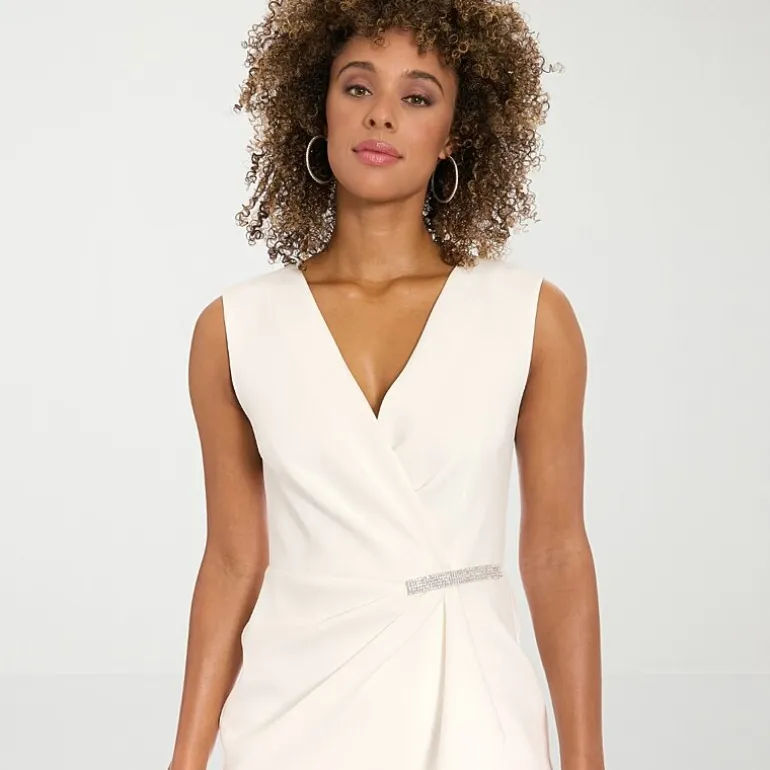 Clover And Sloane Womens V Neck Sleeveless Sheath Dress