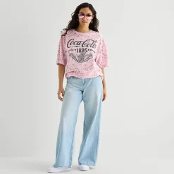 Coca-Cola Bandana Womens Juniors Crew Neck Short Sleeve Oversized Graphic T-Shirt