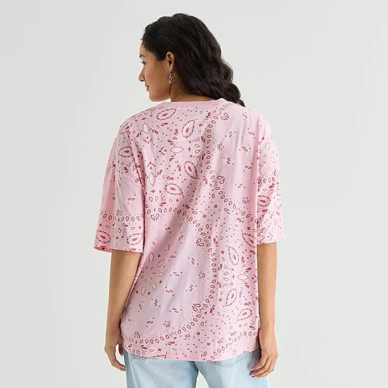 Coca-Cola Bandana Womens Juniors Crew Neck Short Sleeve Oversized Graphic T-Shirt