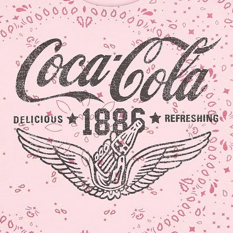 Coca-Cola Bandana Womens Juniors Crew Neck Short Sleeve Oversized Graphic T-Shirt