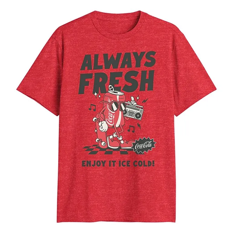 Coca Cola Mens Crew Neck Short Sleeve Regular Fit Graphic T-Shirt