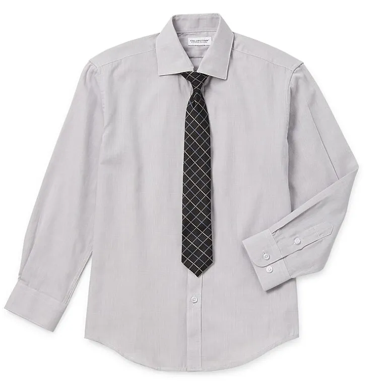 Collection By Michael Strahan Big Kid Boys Long Sleeve Spread Collar Shirt + Tie Set