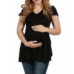 24/7 Comfort Apparel Cap Sleeve Soft Flare Hem Tunic Top