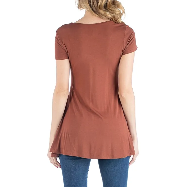 24/7 Comfort Apparel Cap Sleeve Soft Flare Hem Tunic Top