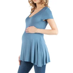 24/7 Comfort Apparel Cap Sleeve Soft Flare Hem Tunic Top