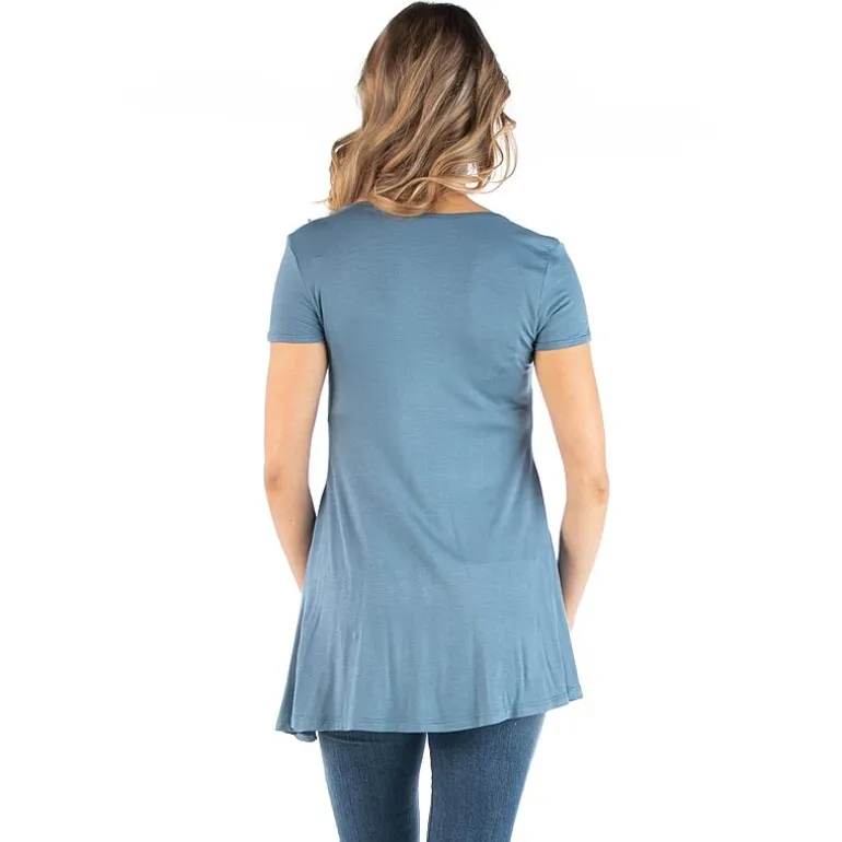 24/7 Comfort Apparel Cap Sleeve Soft Flare Hem Tunic Top