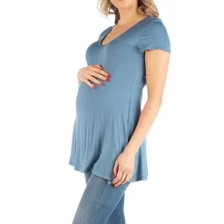 24/7 Comfort Apparel Cap Sleeve Soft Flare Hem Tunic Top