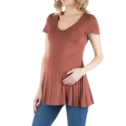 24/7 Comfort Apparel Cap Sleeve Soft Flare Hem Tunic Top