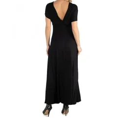24/7 Comfort Apparel Cap Sleeve V-Neck Maxi Dress