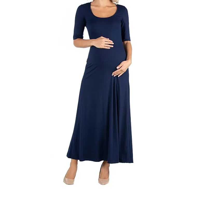 24/7 Comfort Apparel Casual Maxi Dress with Sleeves