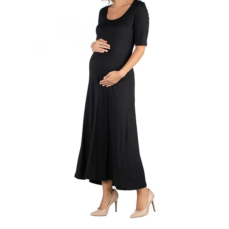 24/7 Comfort Apparel Casual Maxi Dress with Sleeves