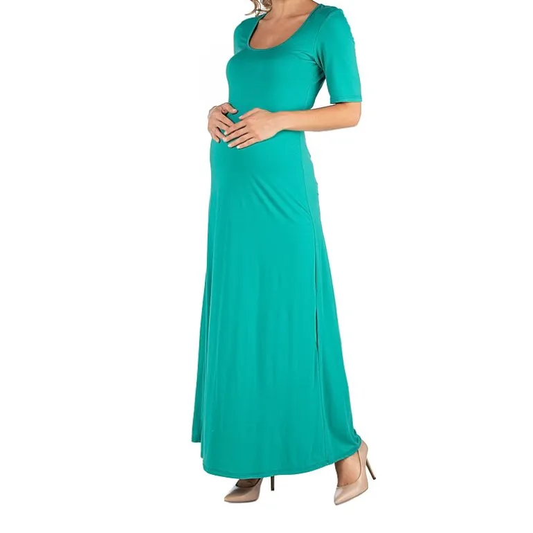 24/7 Comfort Apparel Casual Maxi Dress with Sleeves