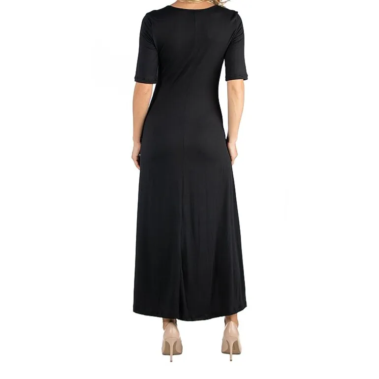 24/7 Comfort Apparel Casual Maxi Dress with Sleeves