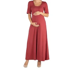 24/7 Comfort Apparel Casual Maxi Dress with Sleeves