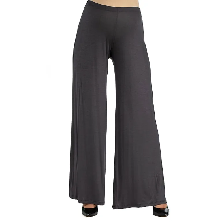24/7 Comfort Apparel Comfortable Solid Color Palazzo Pant