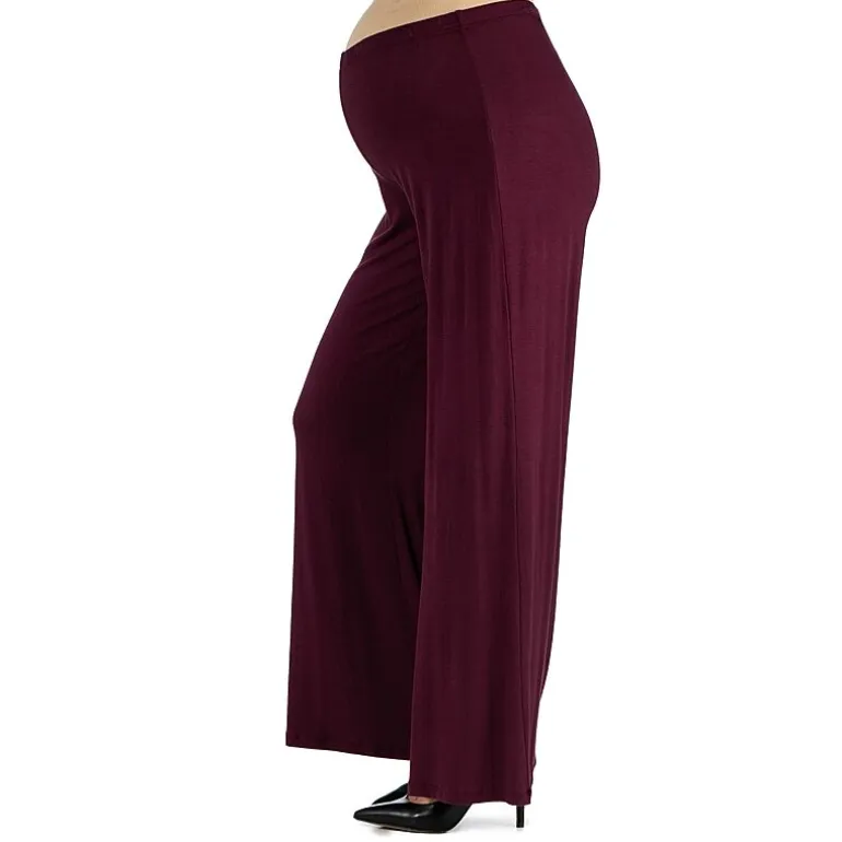 24/7 Comfort Apparel Comfortable Solid Color Palazzo Pant