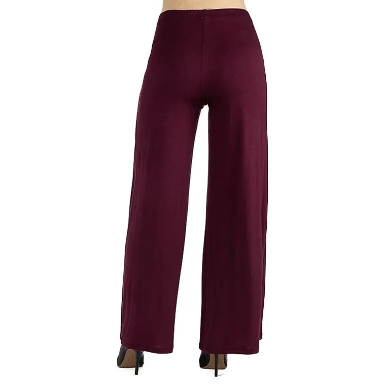24/7 Comfort Apparel Comfortable Solid Color Palazzo Pant