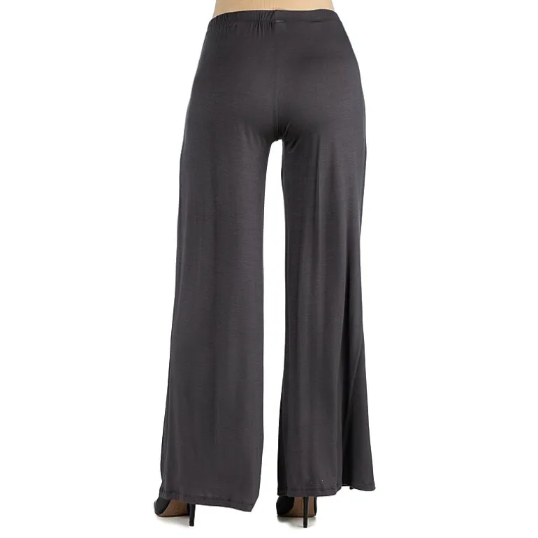 24/7 Comfort Apparel Comfortable Solid Color Palazzo Pant