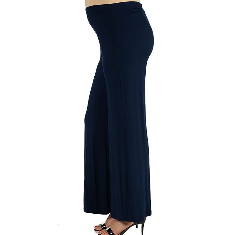 24/7 Comfort Apparel Comfortable Solid Color Palazzo Pant