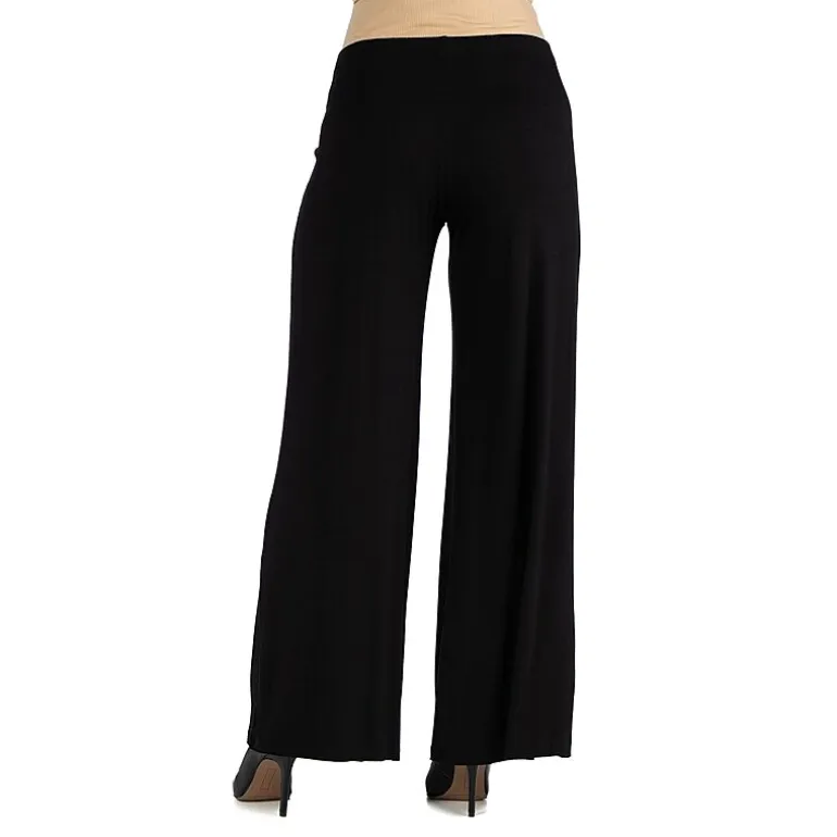 24/7 Comfort Apparel Comfortable Solid Color Palazzo Pant