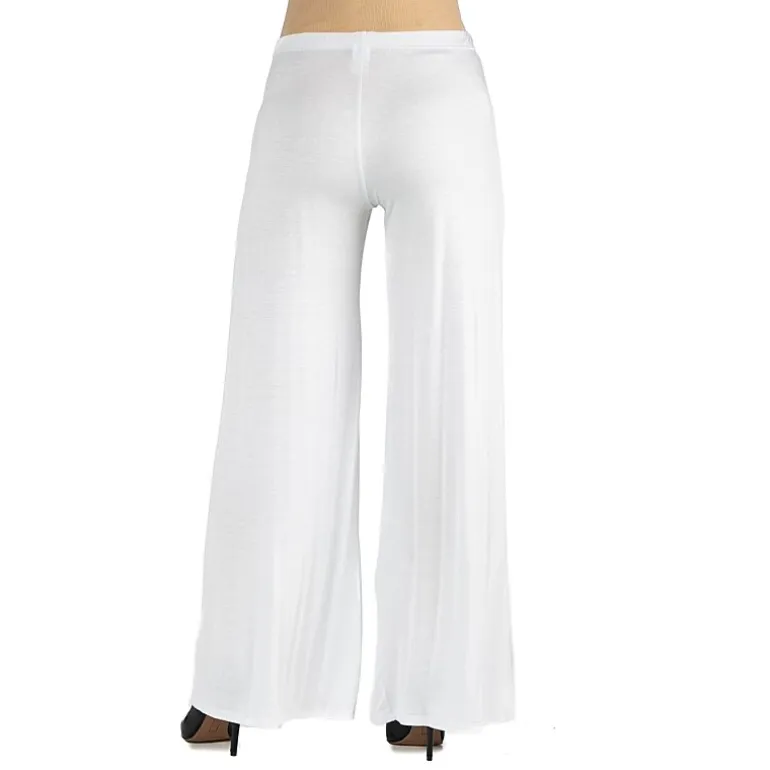 24/7 Comfort Apparel Comfortable Solid Color Palazzo Pant